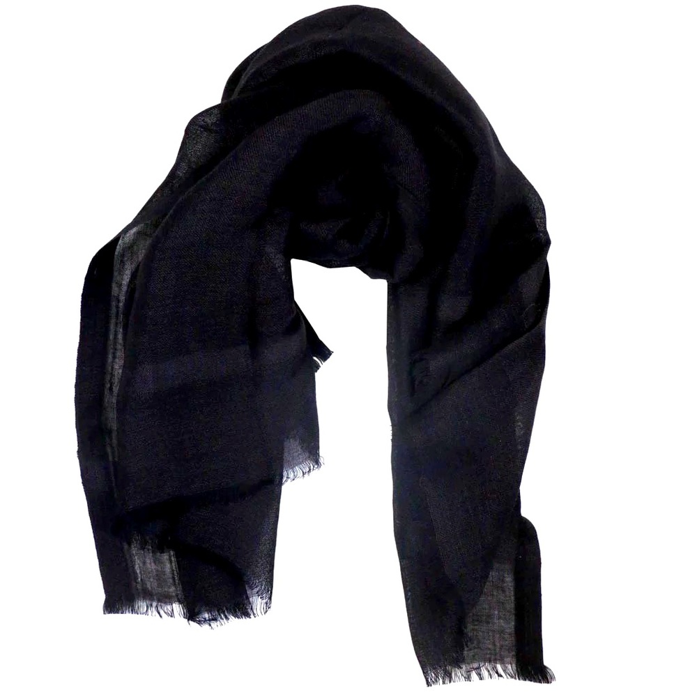 Lightweight Linen/Viscose Scarf with Eyelash Fringe
